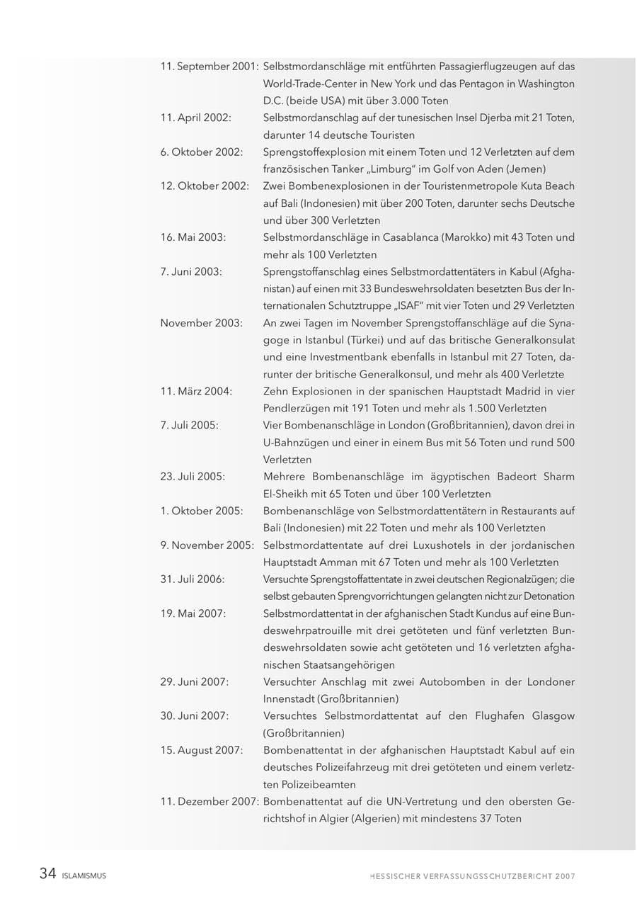 Seite 34 des Verfassungsschutzbericht 2007 Hessen