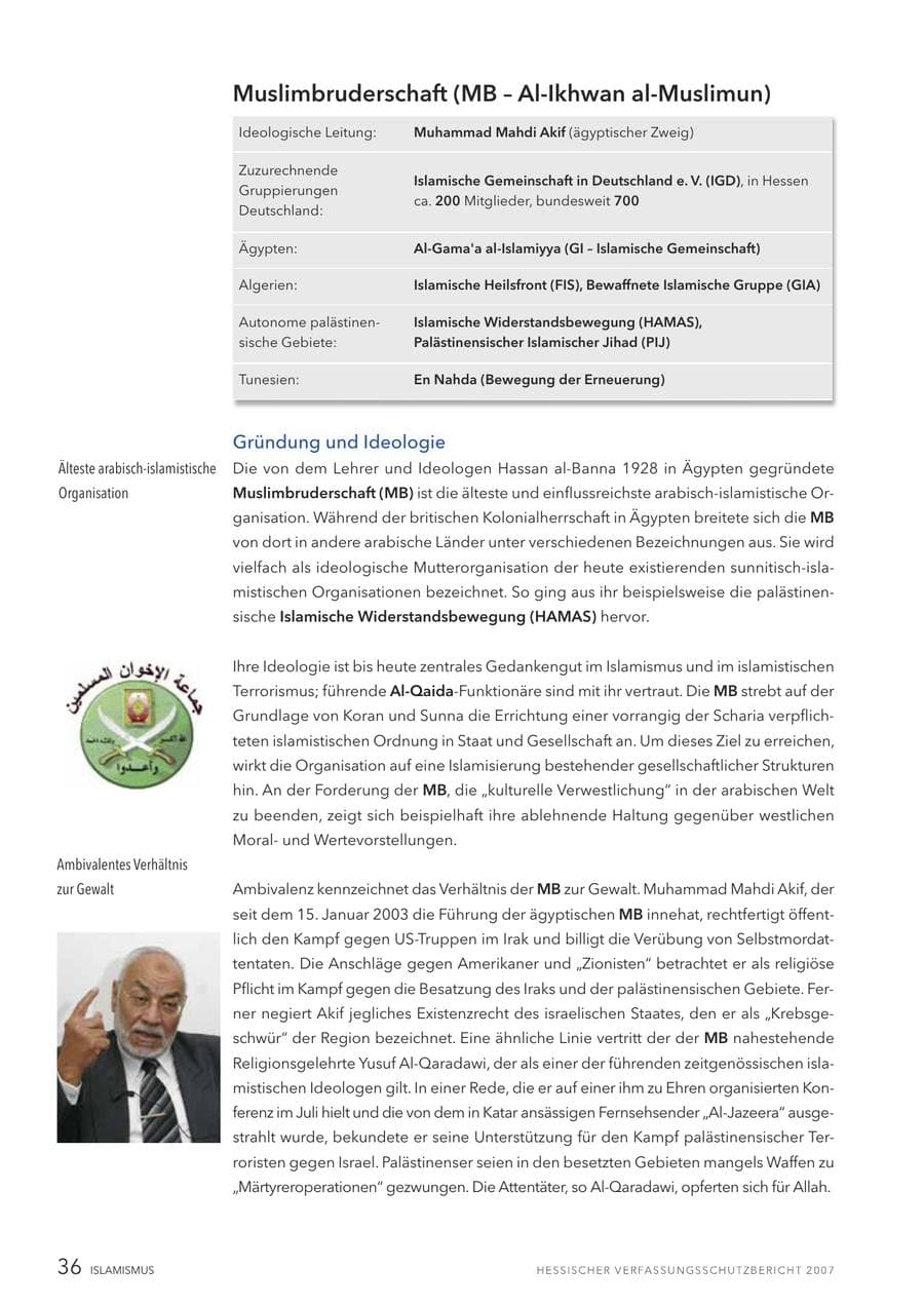 Seite 36 des Verfassungsschutzbericht 2007 Hessen