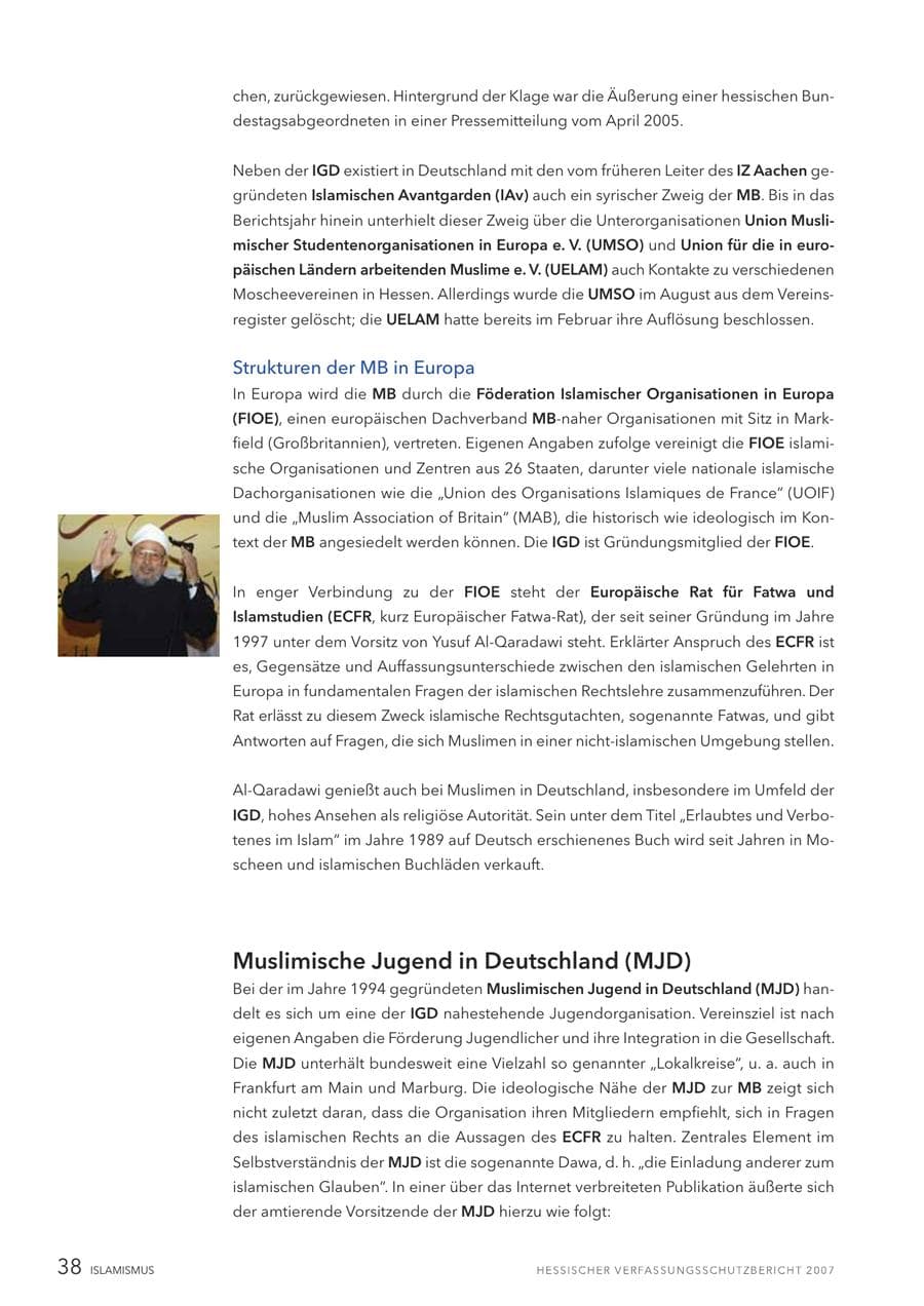 Seite 38 des Verfassungsschutzbericht 2007 Hessen