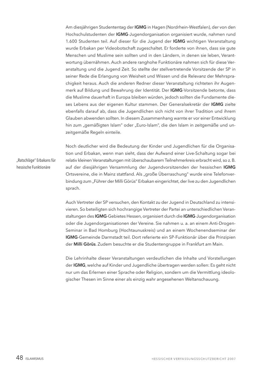 Seite 48 des Verfassungsschutzbericht 2007 Hessen