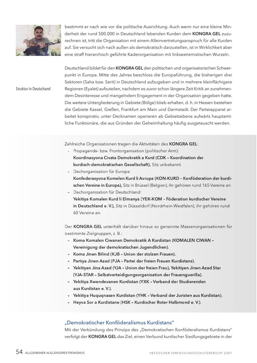 Seite 54 des Verfassungsschutzbericht 2007 Hessen