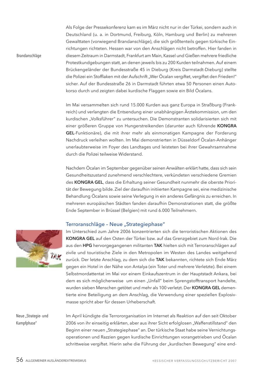 Seite 56 des Verfassungsschutzbericht 2007 Hessen