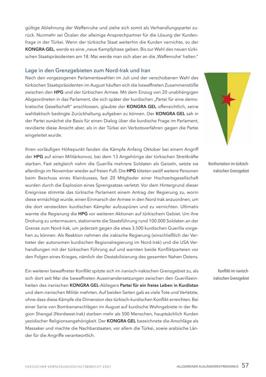 Seite 57 des Verfassungsschutzbericht 2007 Hessen