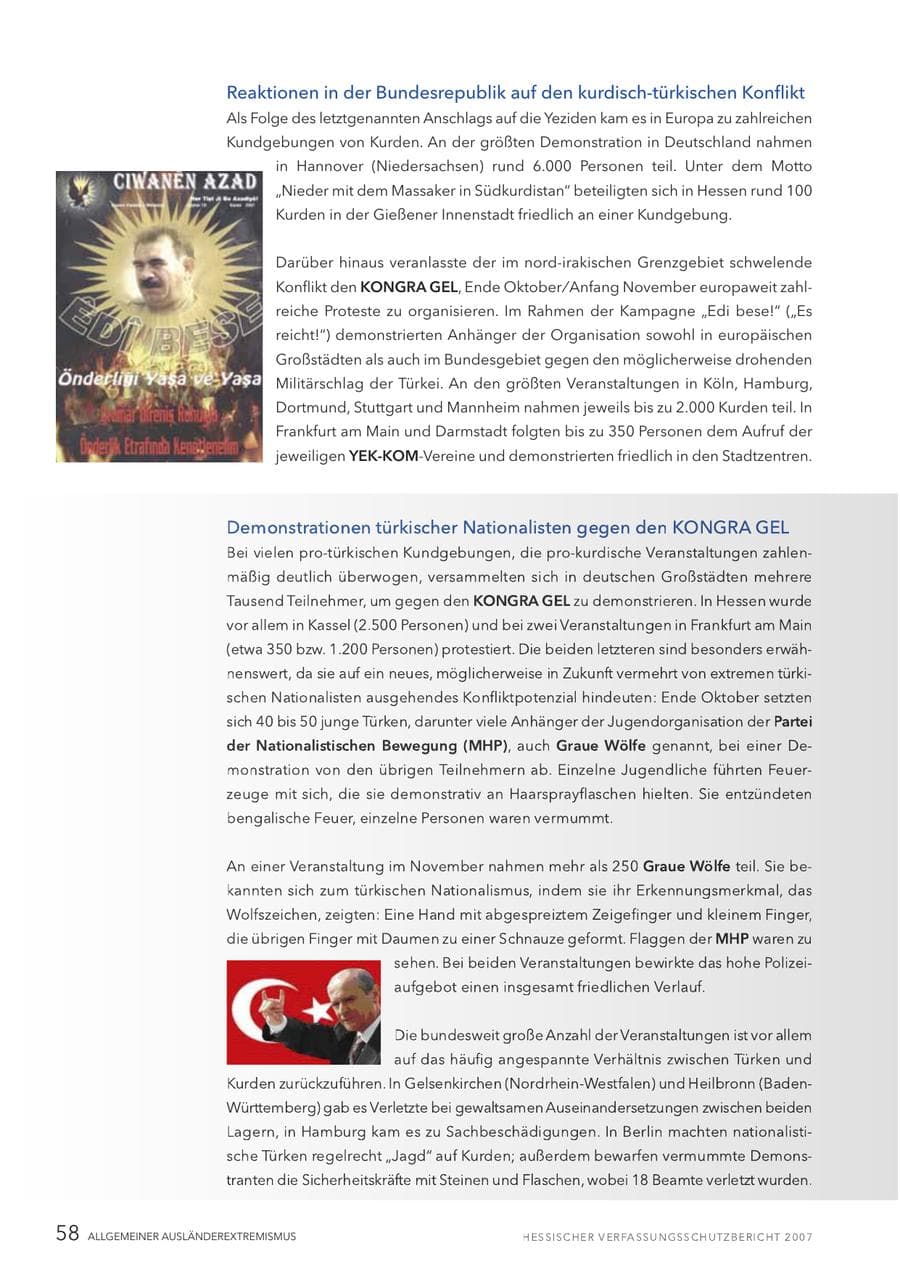 Seite 58 des Verfassungsschutzbericht 2007 Hessen