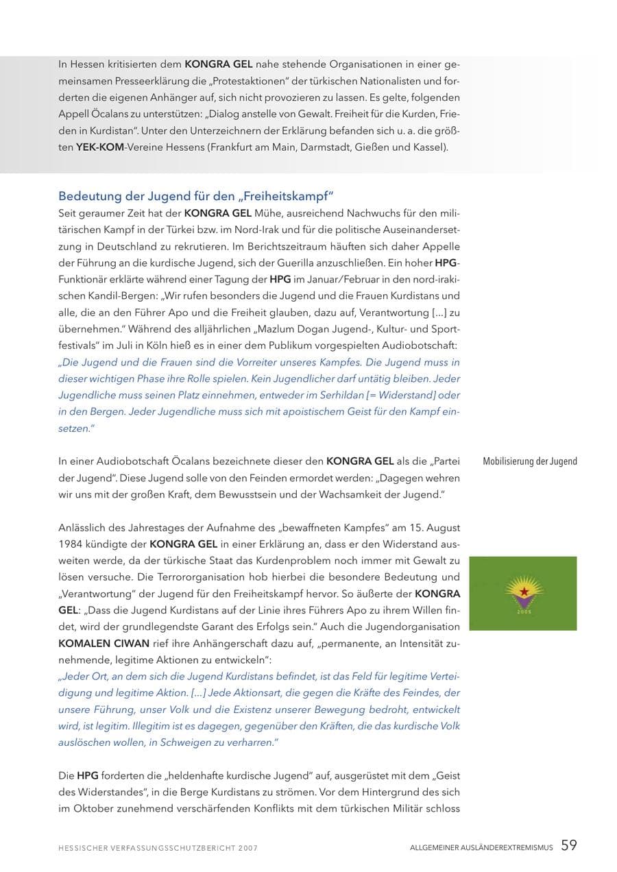 Seite 59 des Verfassungsschutzbericht 2007 Hessen