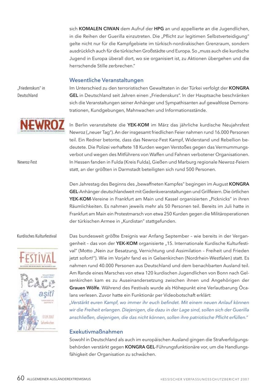 Seite 60 des Verfassungsschutzbericht 2007 Hessen