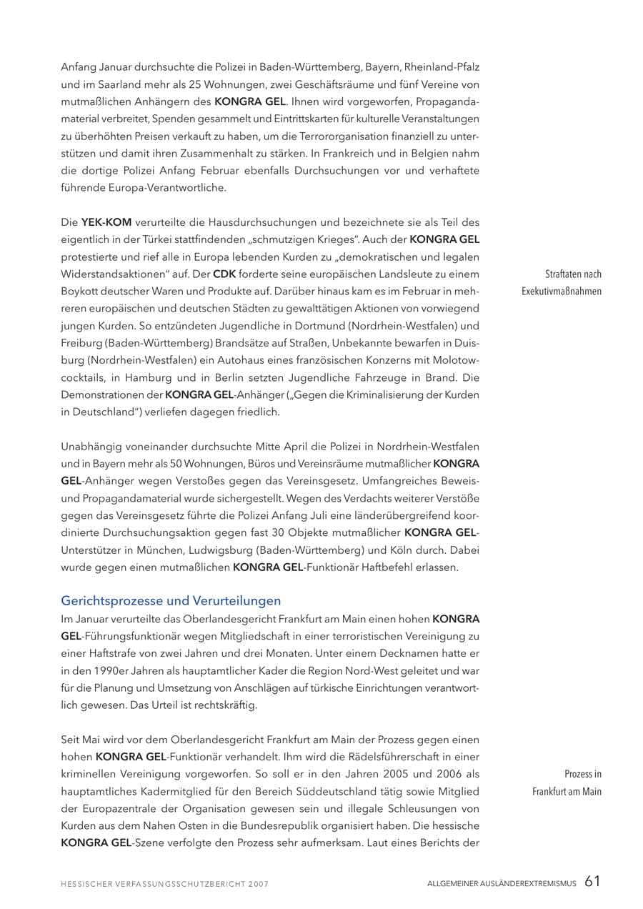 Seite 61 des Verfassungsschutzbericht 2007 Hessen