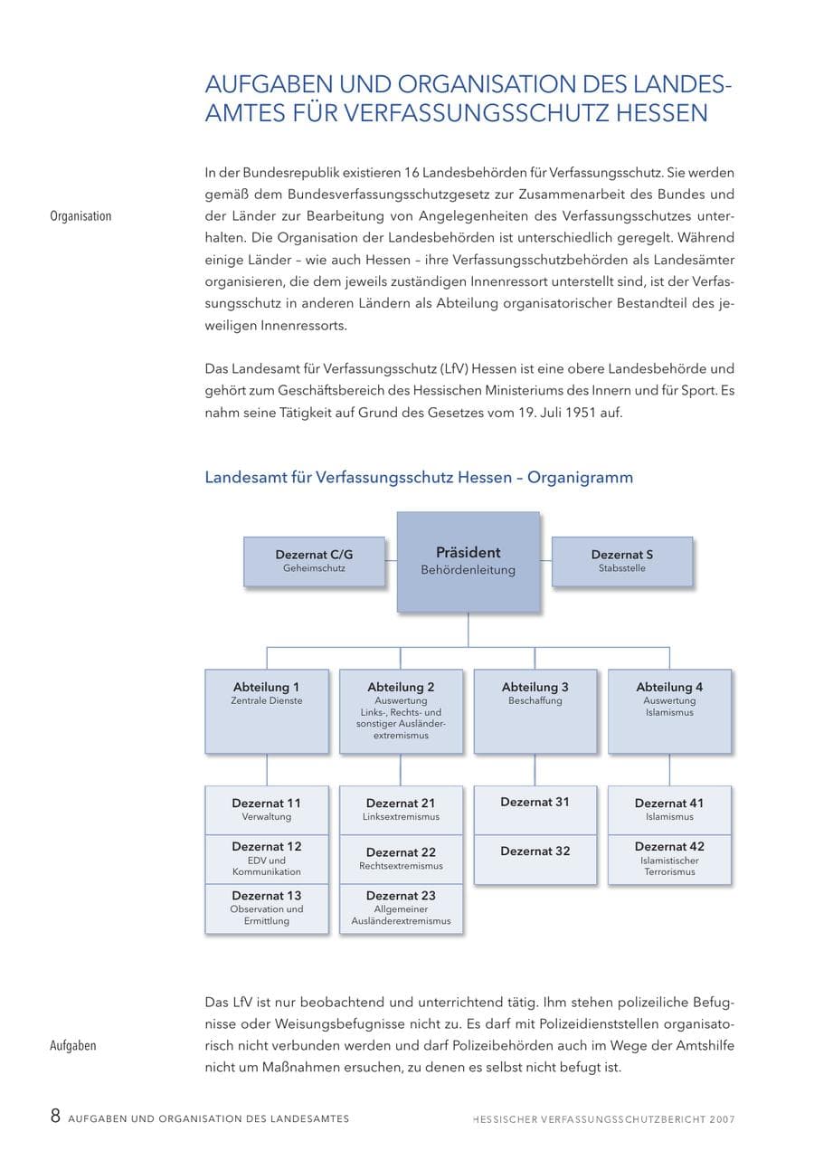 Seite 8 des Verfassungsschutzbericht 2007 Hessen