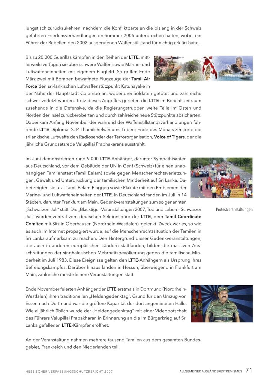 Seite 71 des Verfassungsschutzbericht 2007 Hessen