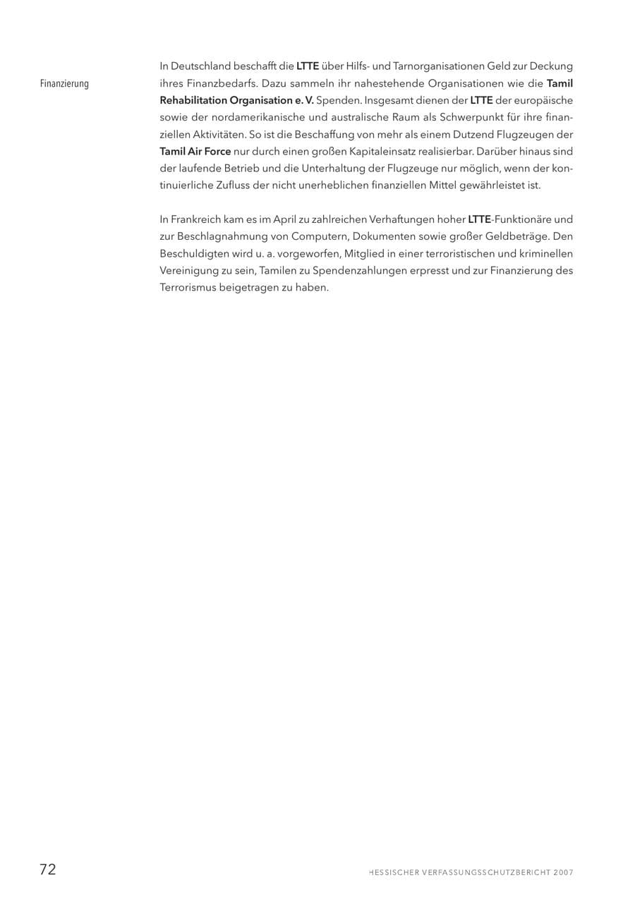Seite 72 des Verfassungsschutzbericht 2007 Hessen