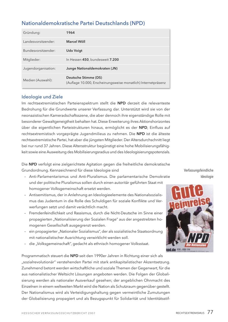 Seite 77 des Verfassungsschutzbericht 2007 Hessen
