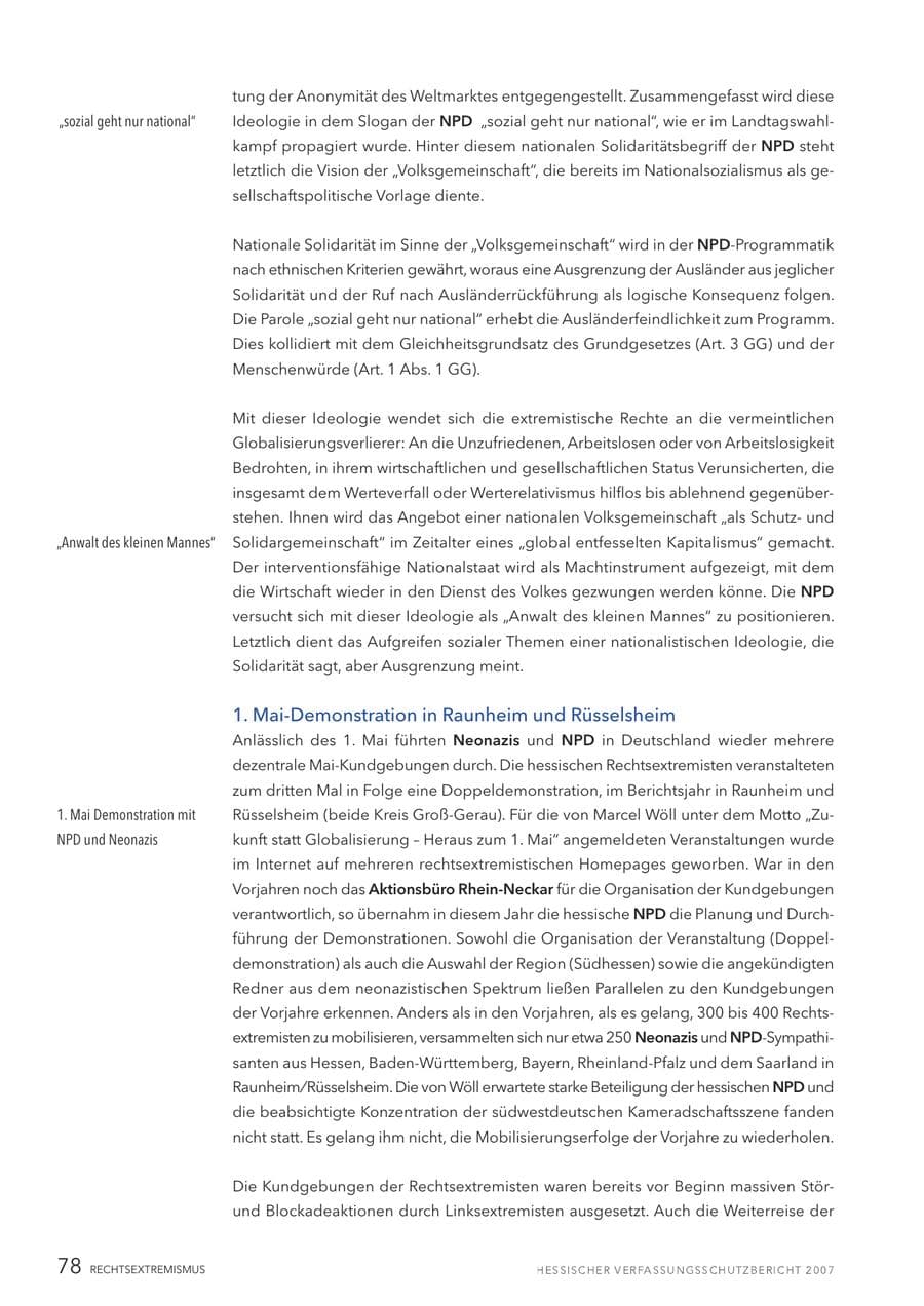 Seite 78 des Verfassungsschutzbericht 2007 Hessen