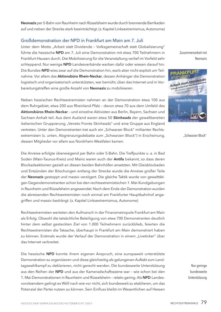 Seite 79 des Verfassungsschutzbericht 2007 Hessen