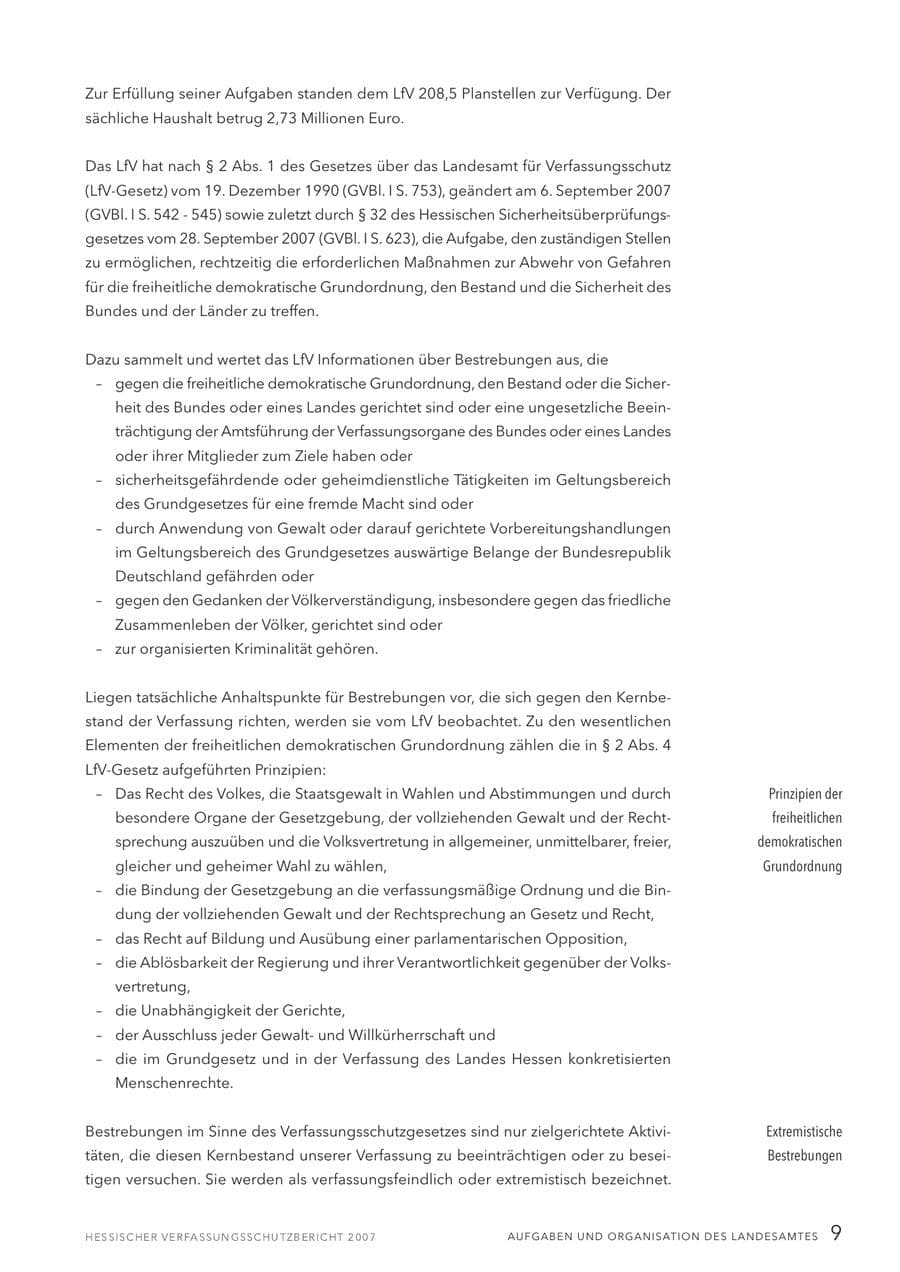 Seite 9 des Verfassungsschutzbericht 2007 Hessen