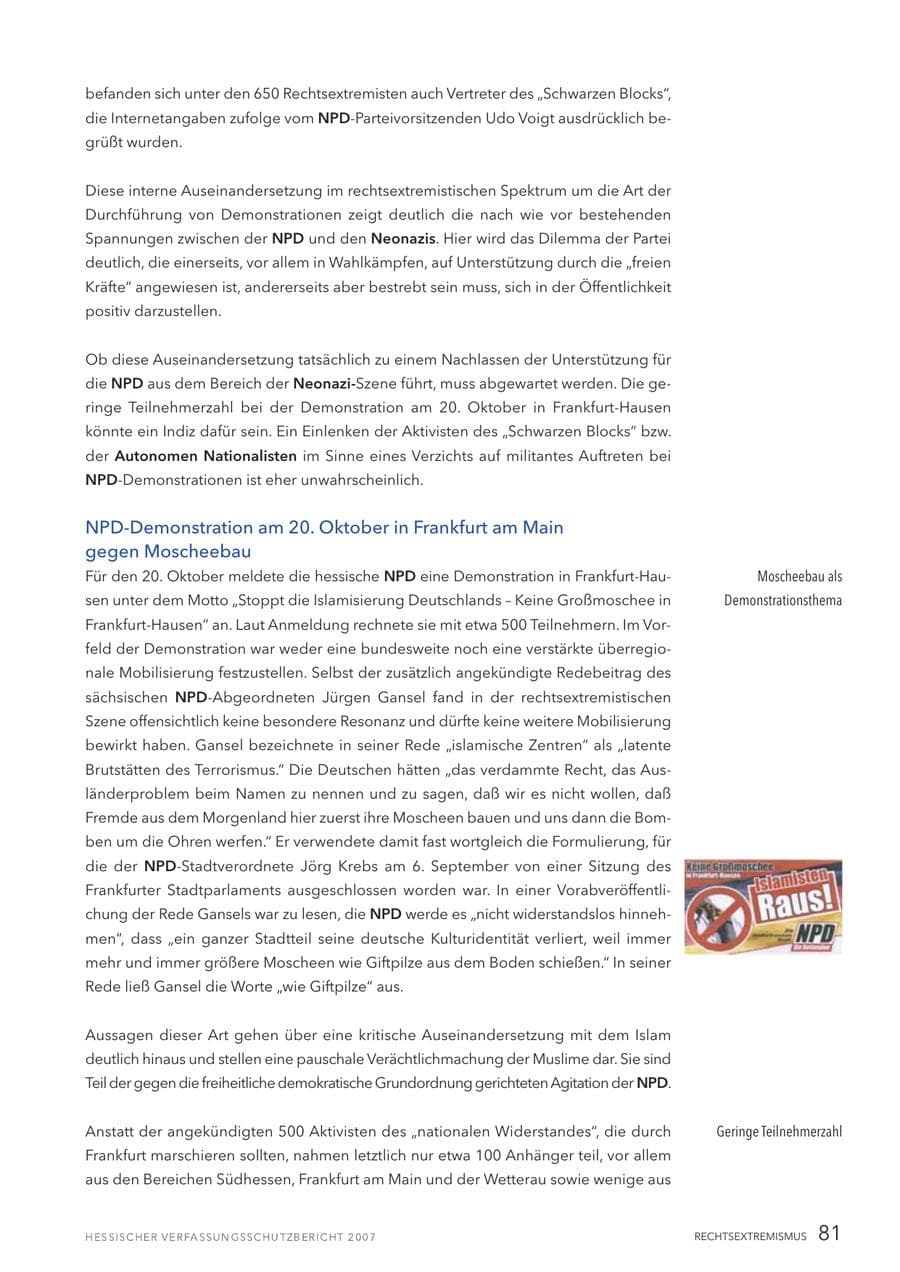 Seite 81 des Verfassungsschutzbericht 2007 Hessen