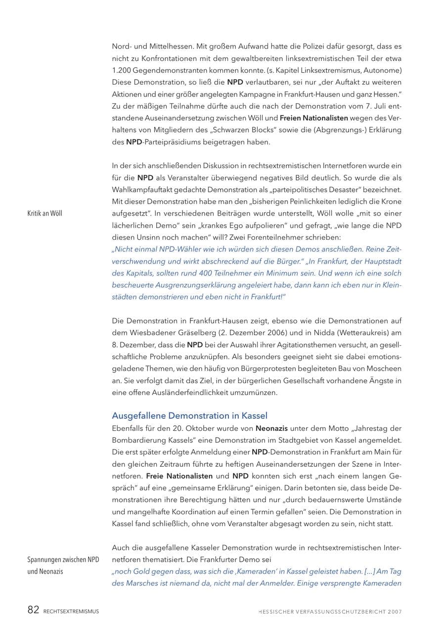 Seite 82 des Verfassungsschutzbericht 2007 Hessen