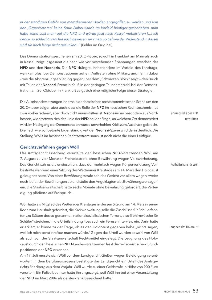 Seite 83 des Verfassungsschutzbericht 2007 Hessen