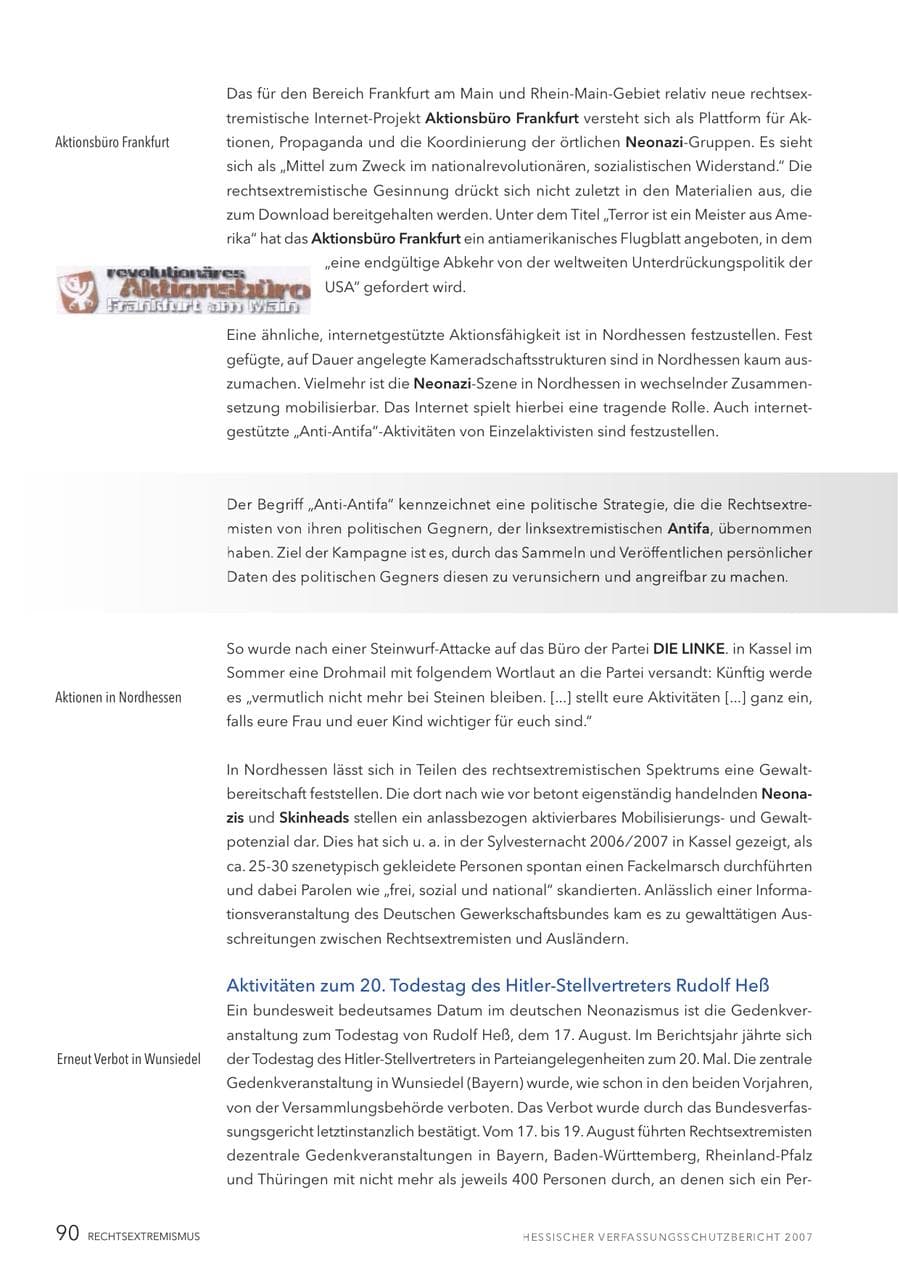 Seite 90 des Verfassungsschutzbericht 2007 Hessen