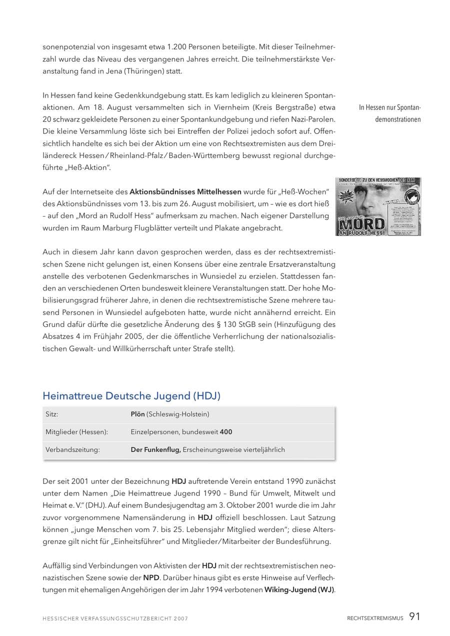 Seite 91 des Verfassungsschutzbericht 2007 Hessen