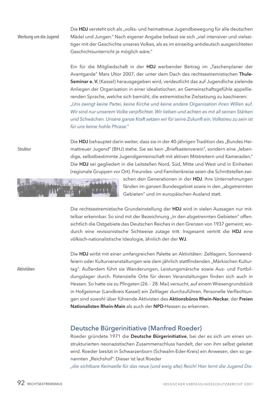 Seite 92 des Verfassungsschutzbericht 2007 Hessen