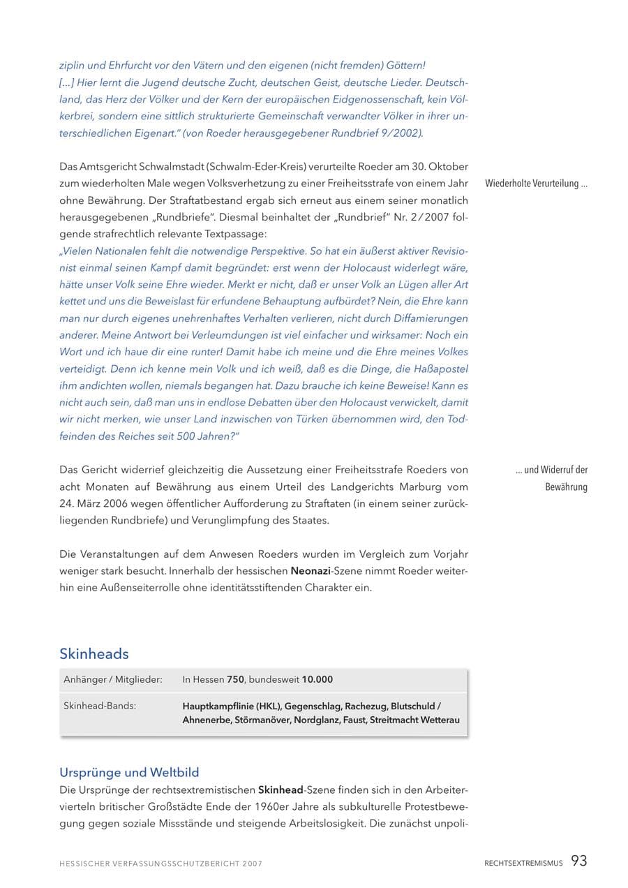 Seite 93 des Verfassungsschutzbericht 2007 Hessen