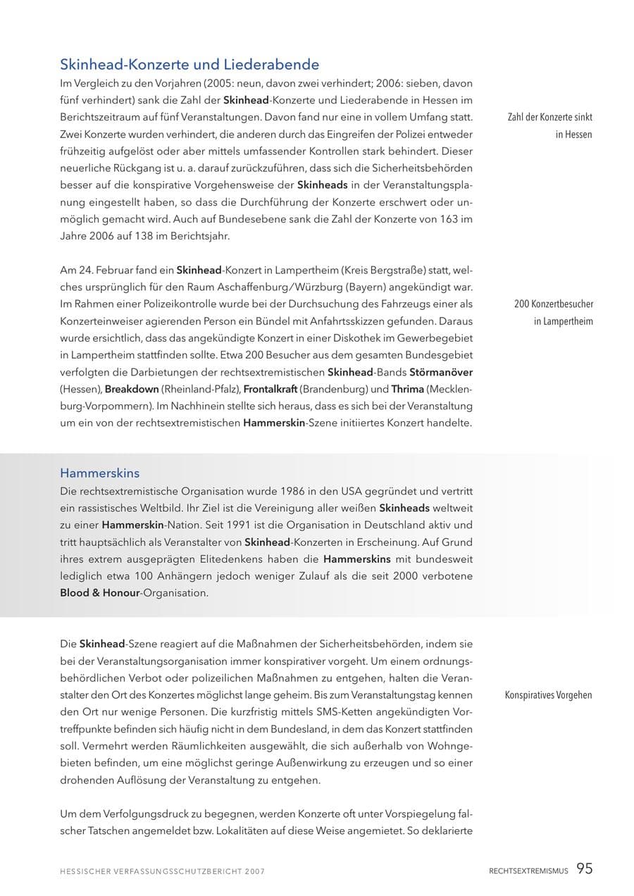 Seite 95 des Verfassungsschutzbericht 2007 Hessen
