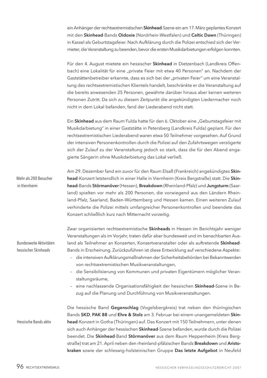 Seite 96 des Verfassungsschutzbericht 2007 Hessen