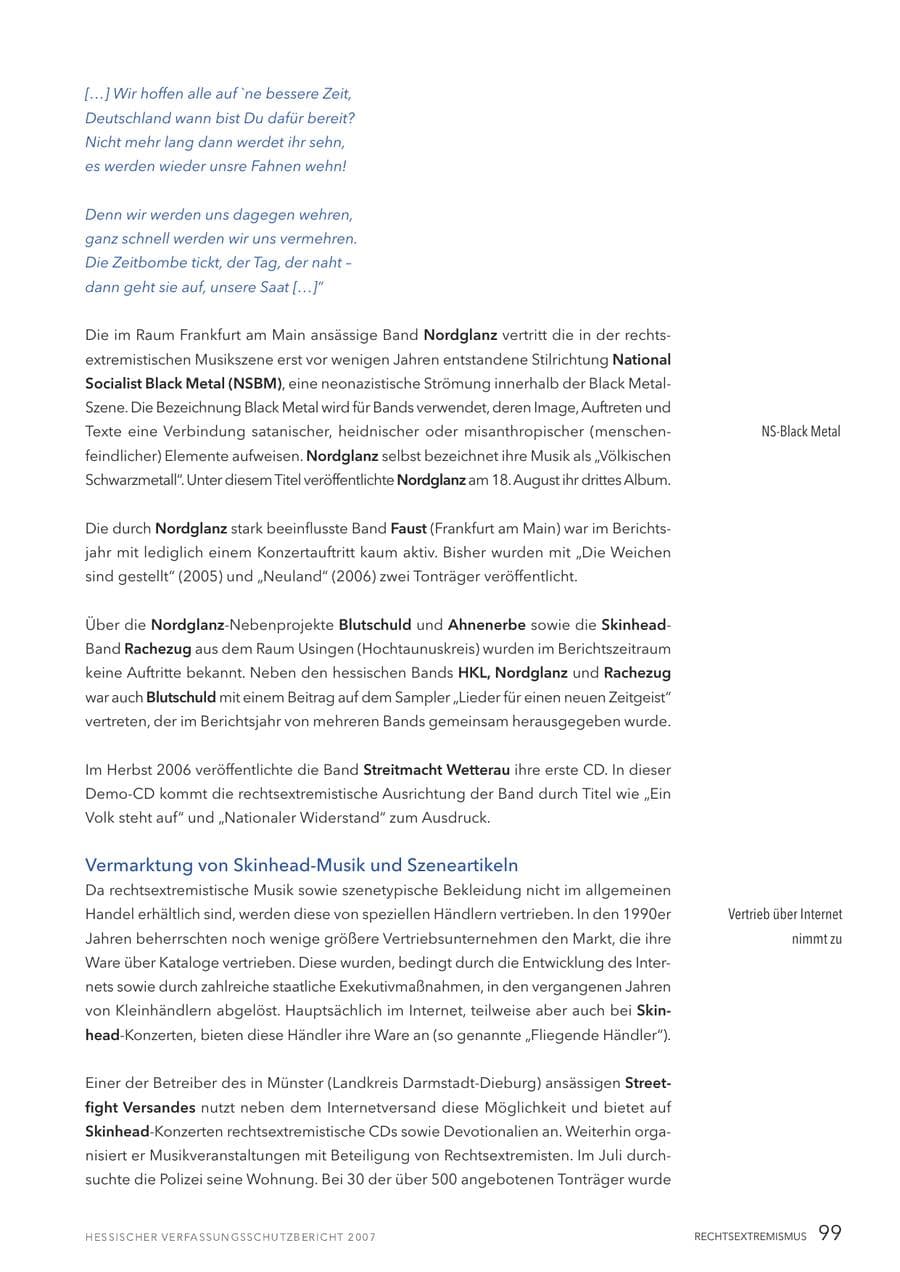 Seite 99 des Verfassungsschutzbericht 2007 Hessen
