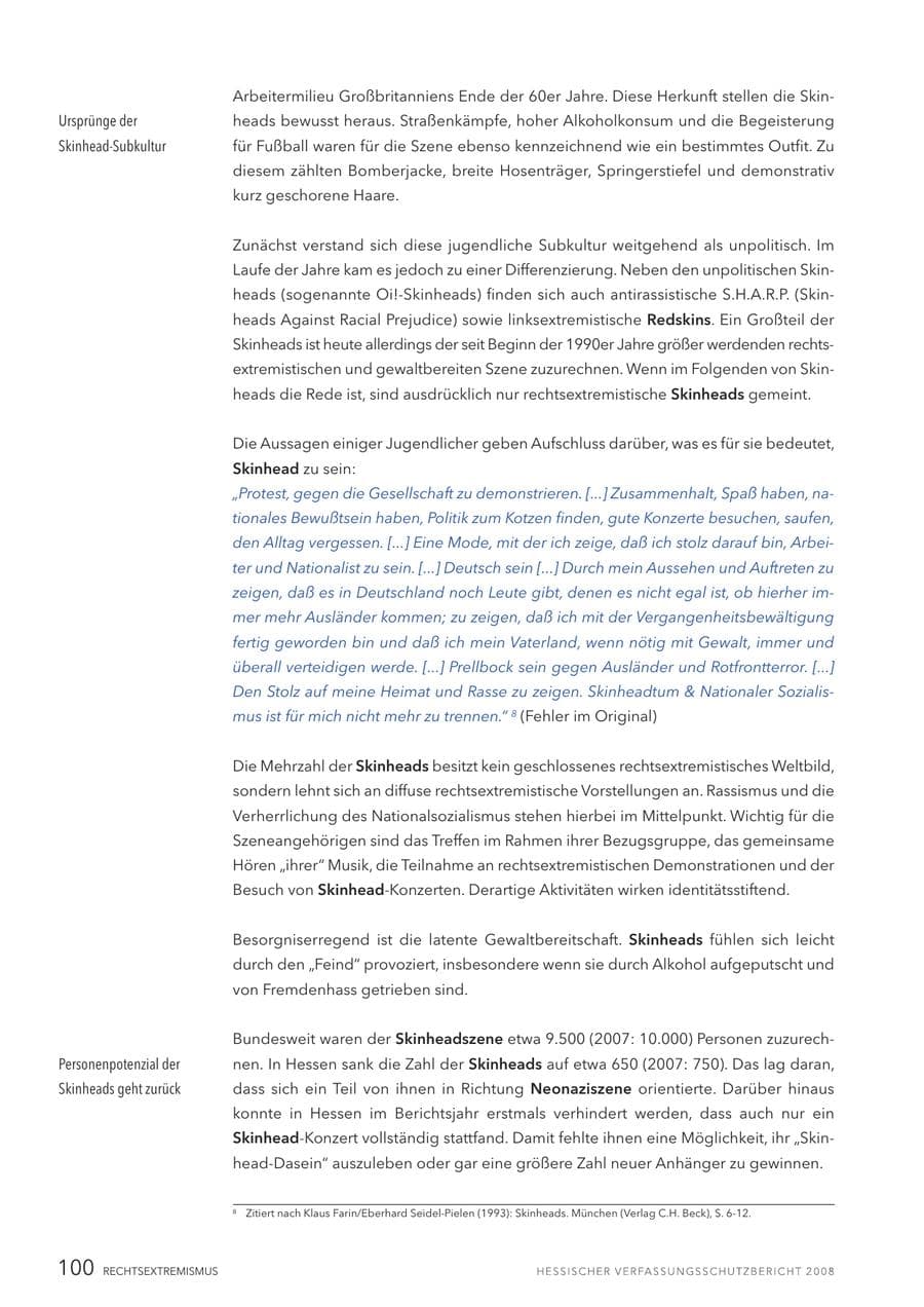 Seite 101 des Verfassungsschutzbericht 2008 Hessen
