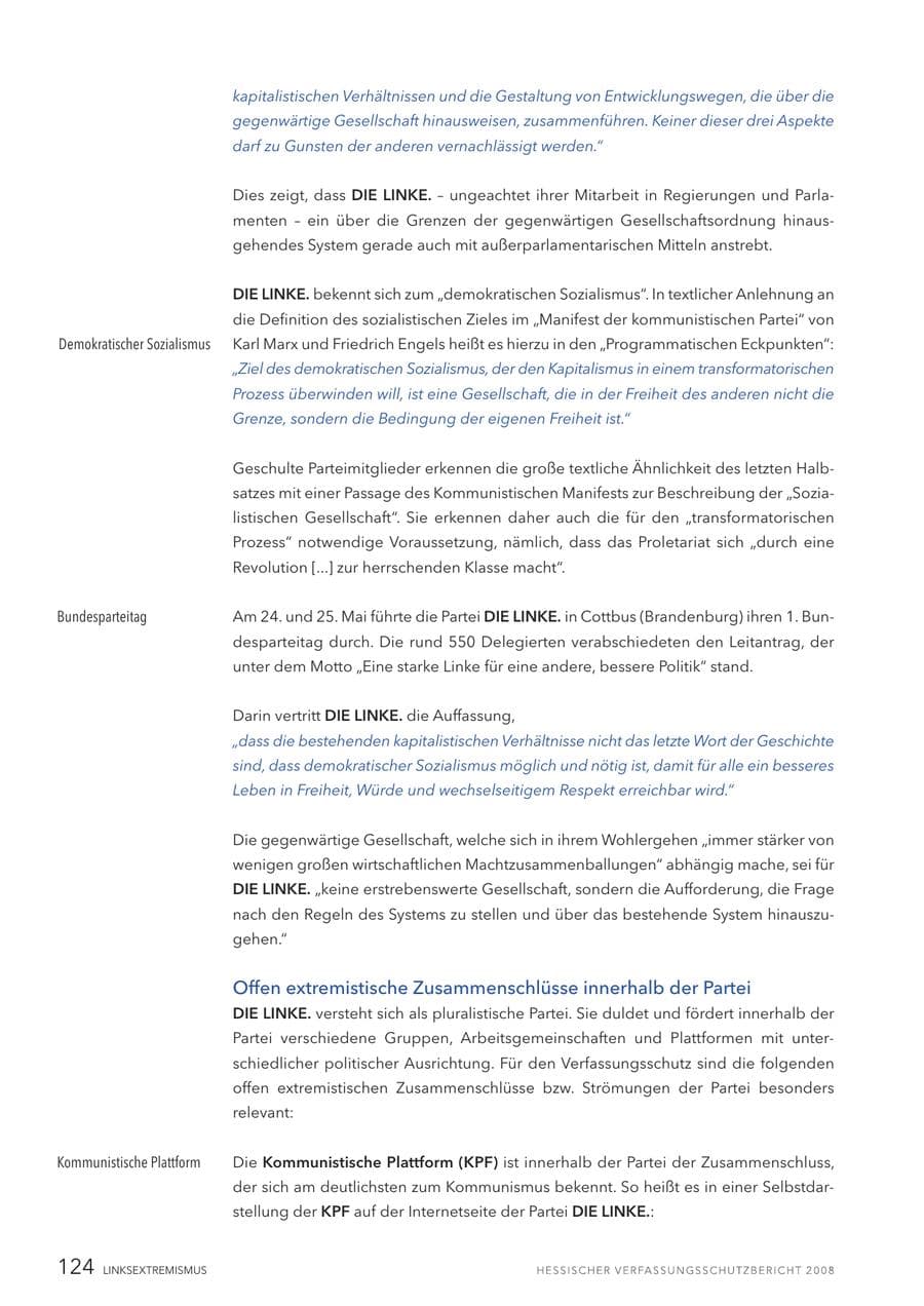 Seite 125 des Verfassungsschutzbericht 2008 Hessen