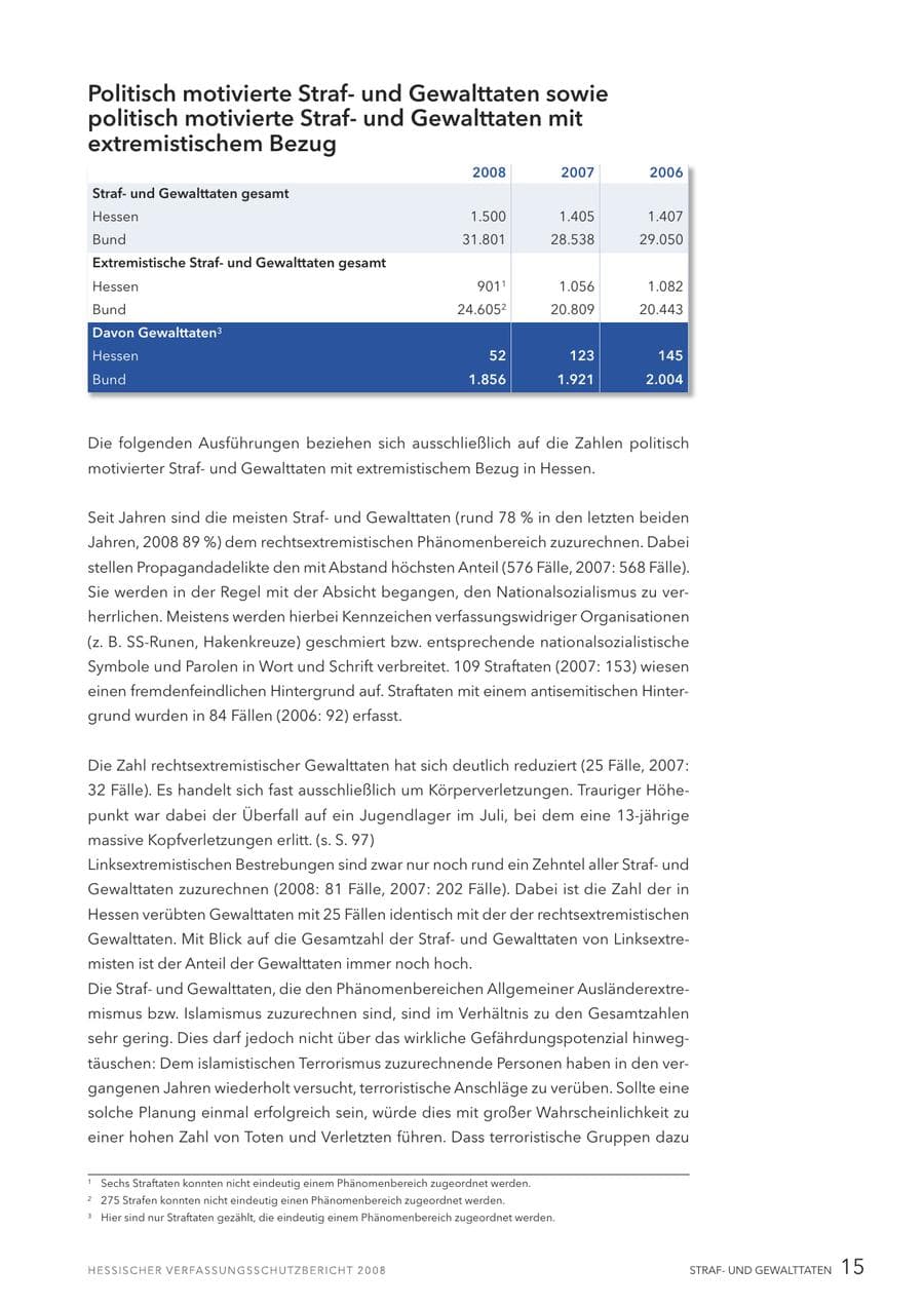 Seite 16 des Verfassungsschutzbericht 2008 Hessen