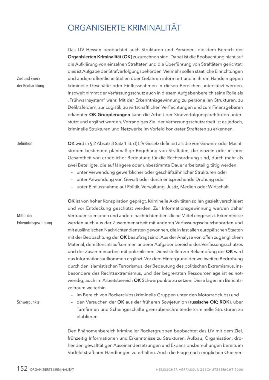 Seite 153 des Verfassungsschutzbericht 2008 Hessen