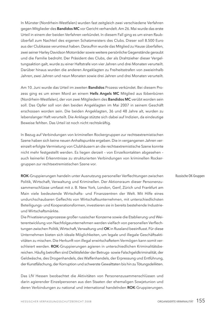 Seite 156 des Verfassungsschutzbericht 2008 Hessen