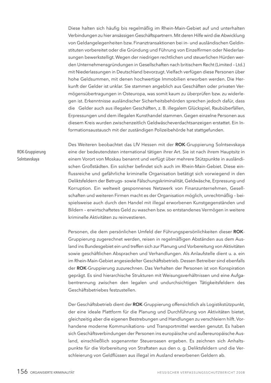 Seite 157 des Verfassungsschutzbericht 2008 Hessen