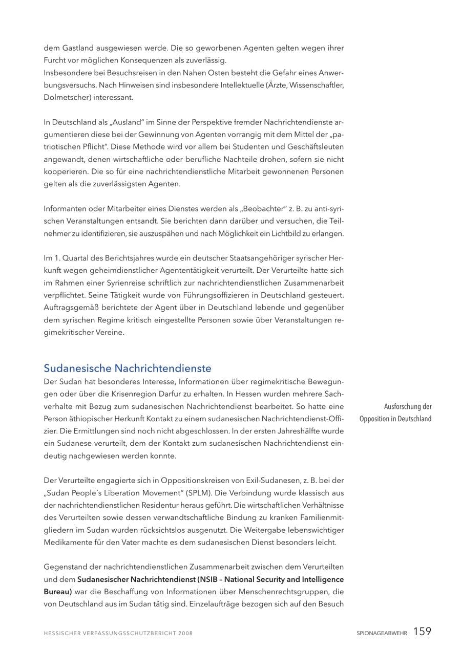 Seite 160 des Verfassungsschutzbericht 2008 Hessen