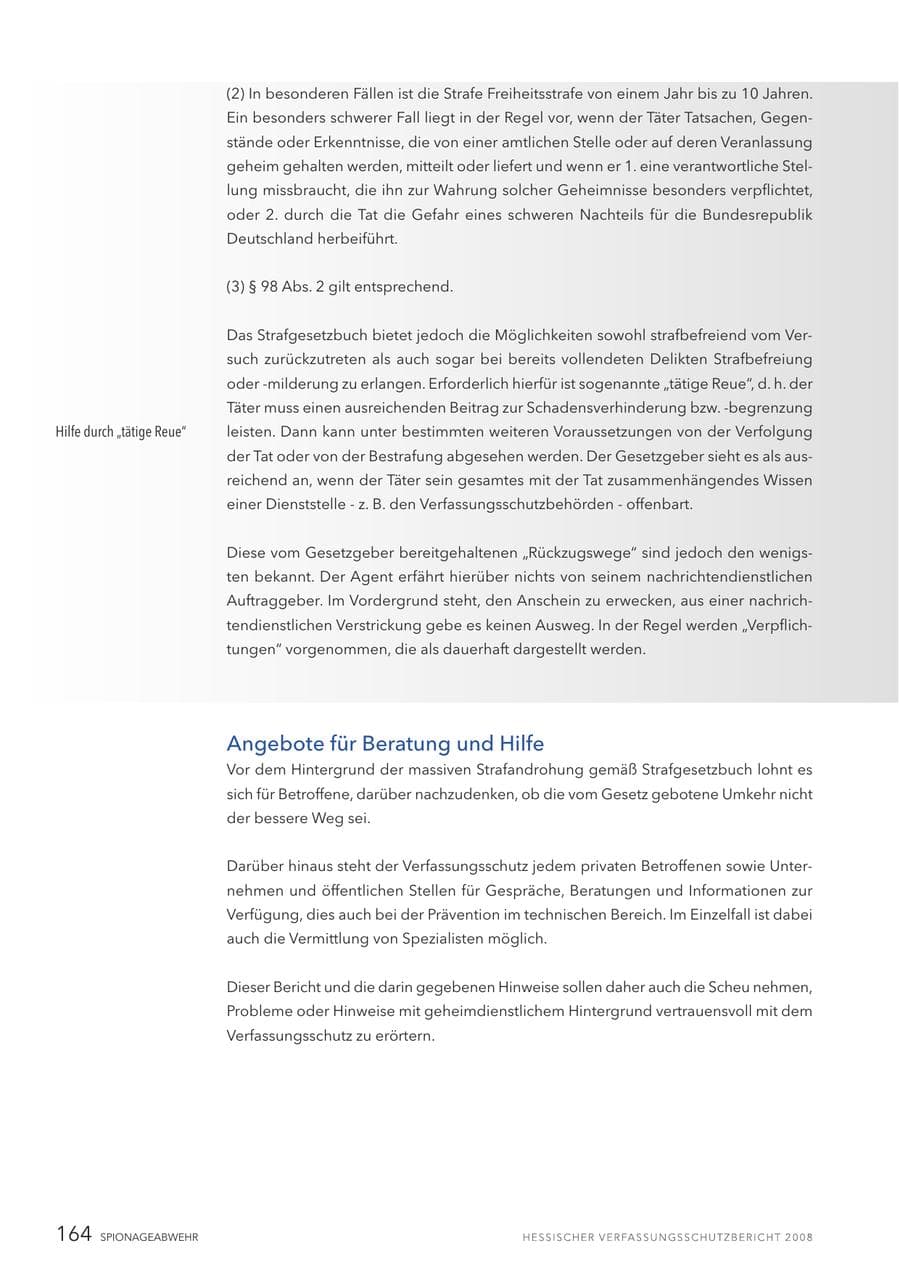 Seite 165 des Verfassungsschutzbericht 2008 Hessen