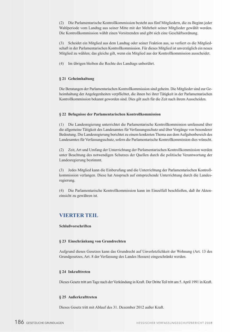 Seite 187 des Verfassungsschutzbericht 2008 Hessen
