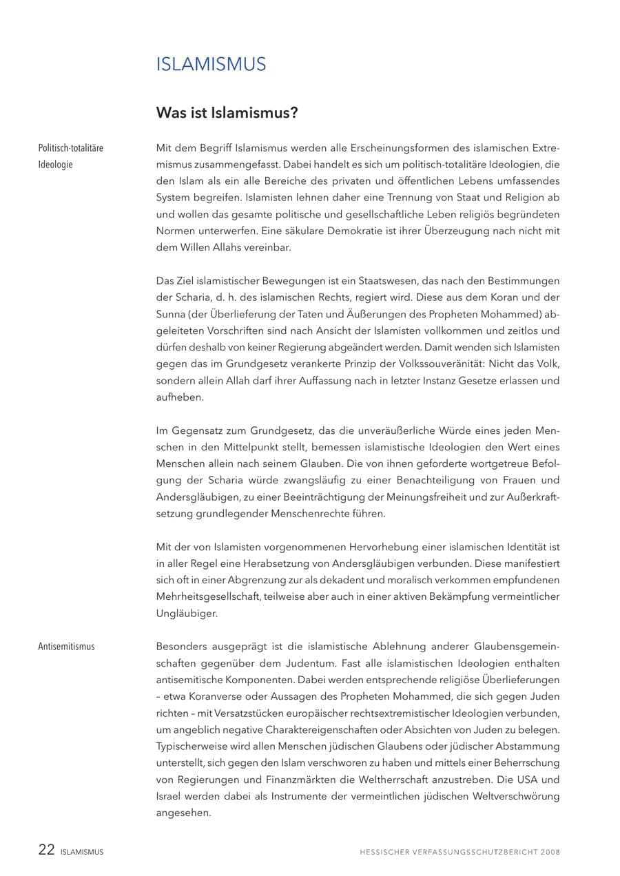 Seite 23 des Verfassungsschutzbericht 2008 Hessen