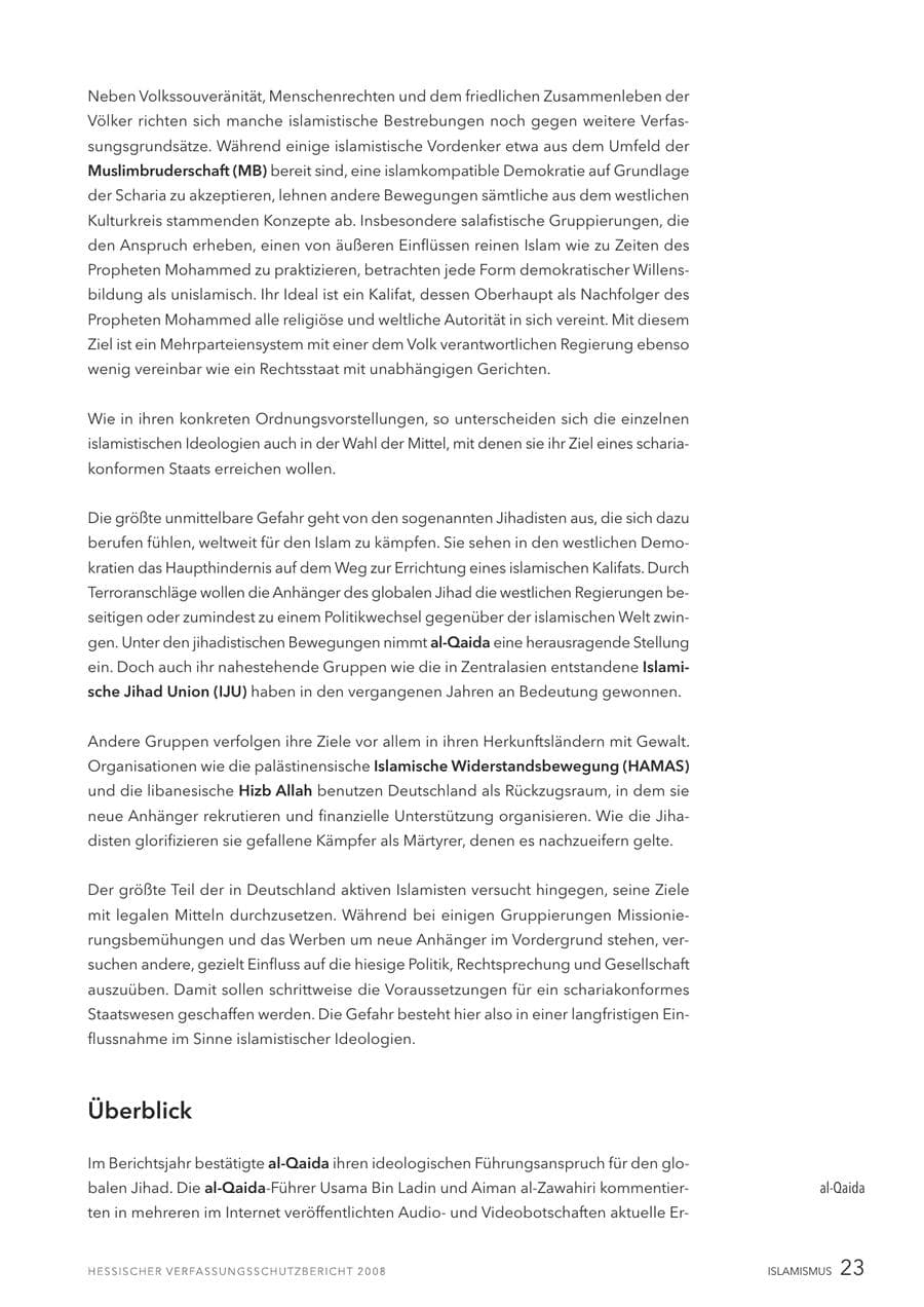 Seite 24 des Verfassungsschutzbericht 2008 Hessen
