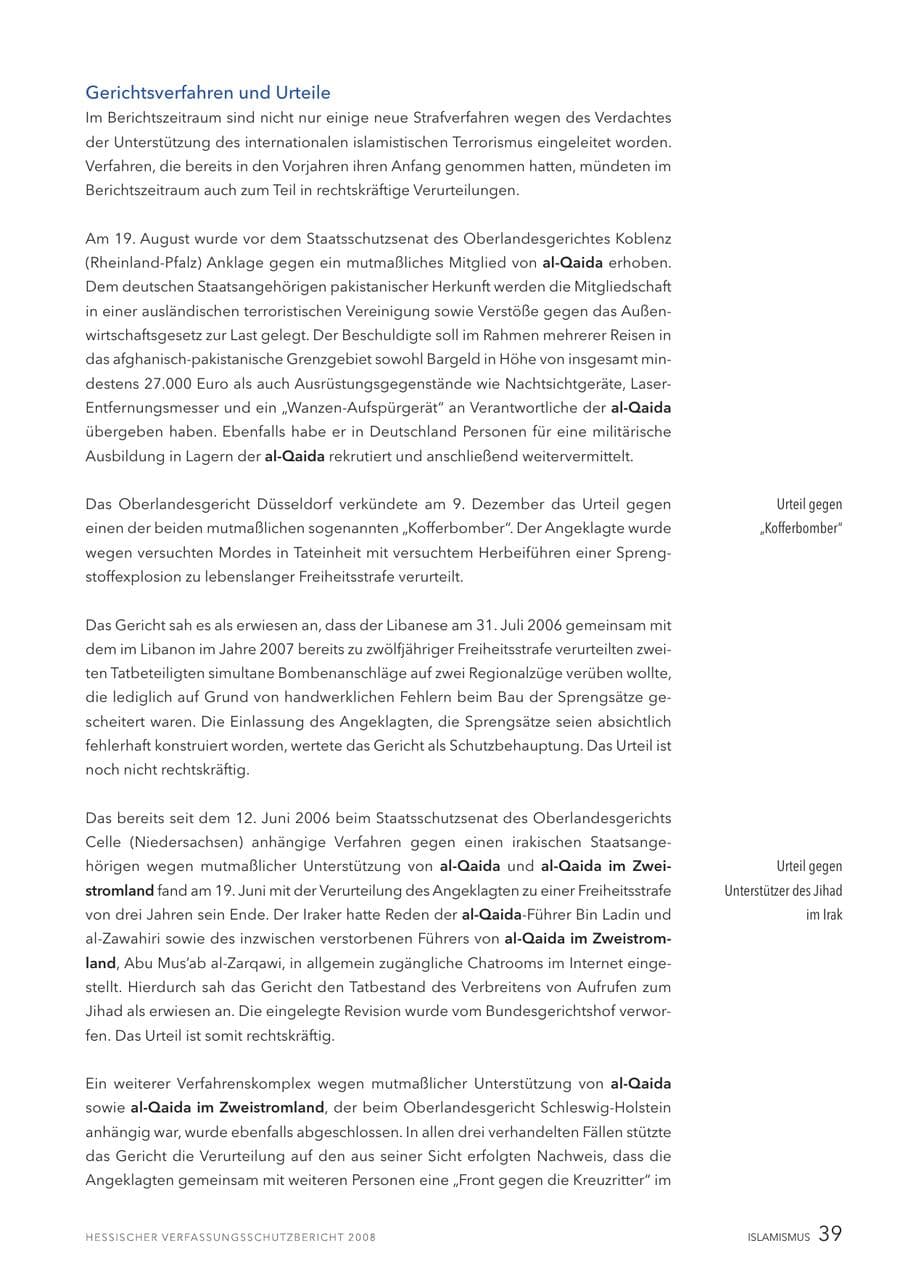 Seite 40 des Verfassungsschutzbericht 2008 Hessen
