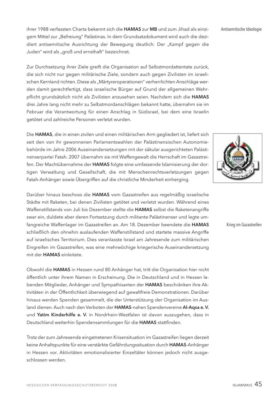 Seite 46 des Verfassungsschutzbericht 2008 Hessen