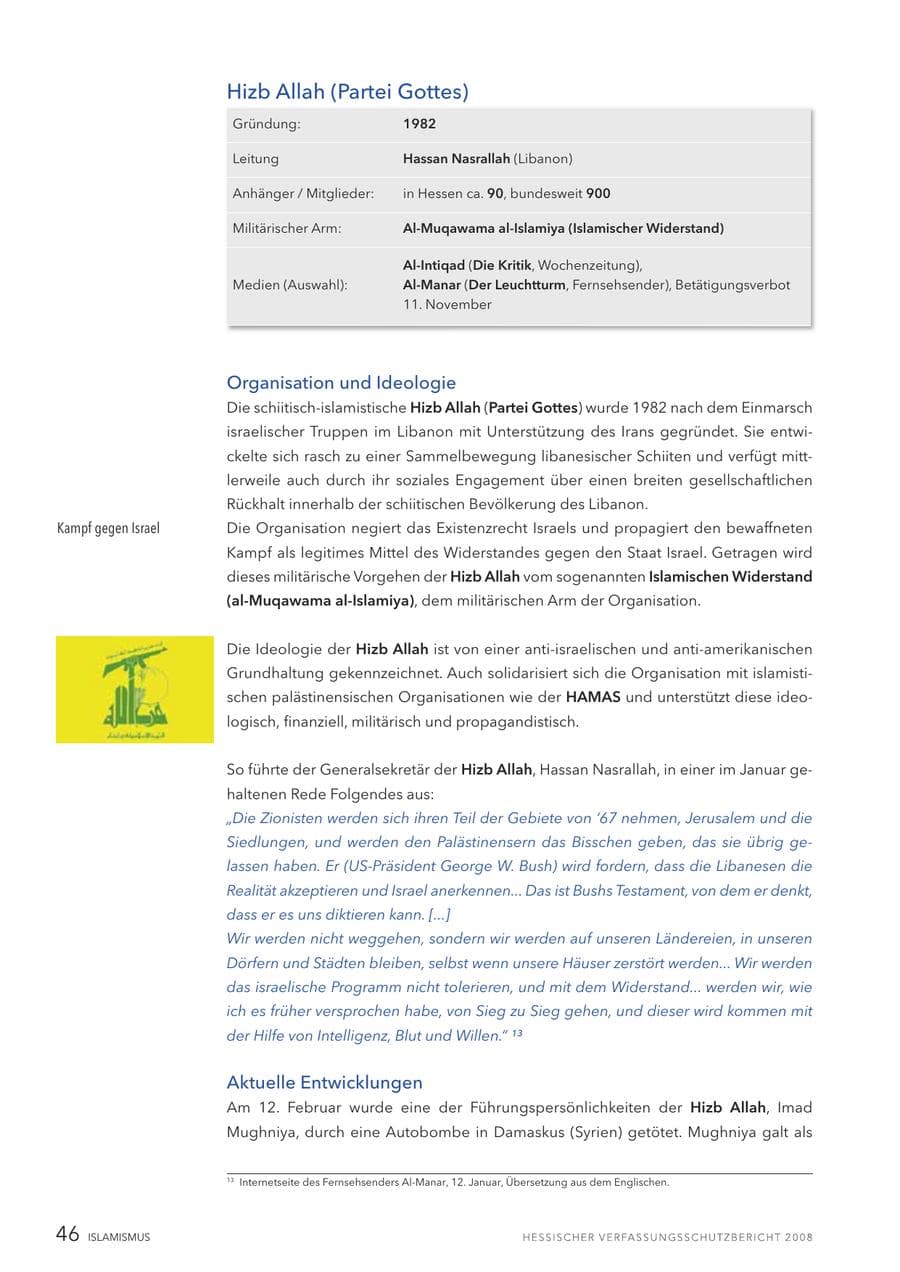 Seite 47 des Verfassungsschutzbericht 2008 Hessen