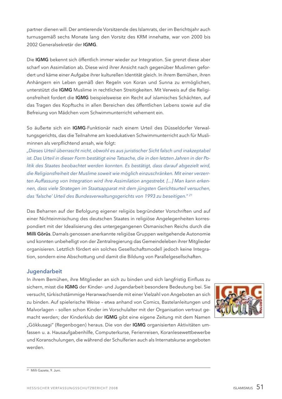 Seite 52 des Verfassungsschutzbericht 2008 Hessen