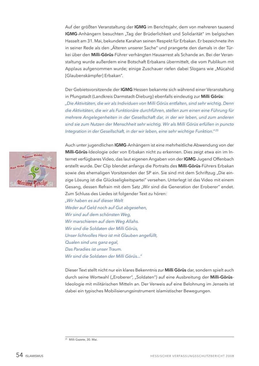 Seite 55 des Verfassungsschutzbericht 2008 Hessen