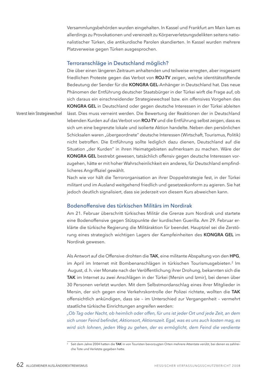 Seite 63 des Verfassungsschutzbericht 2008 Hessen