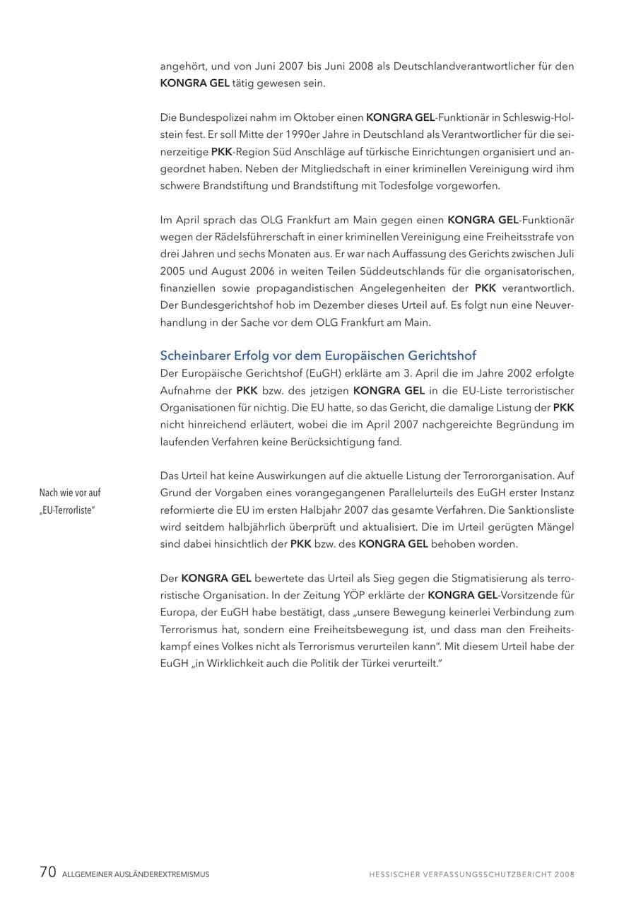 Seite 71 des Verfassungsschutzbericht 2008 Hessen