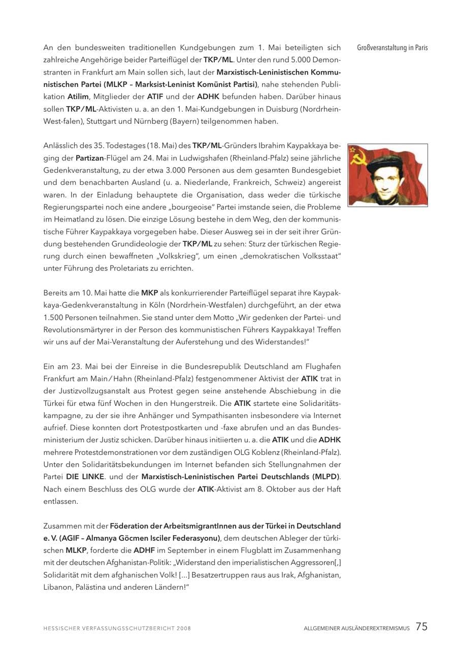 Seite 76 des Verfassungsschutzbericht 2008 Hessen