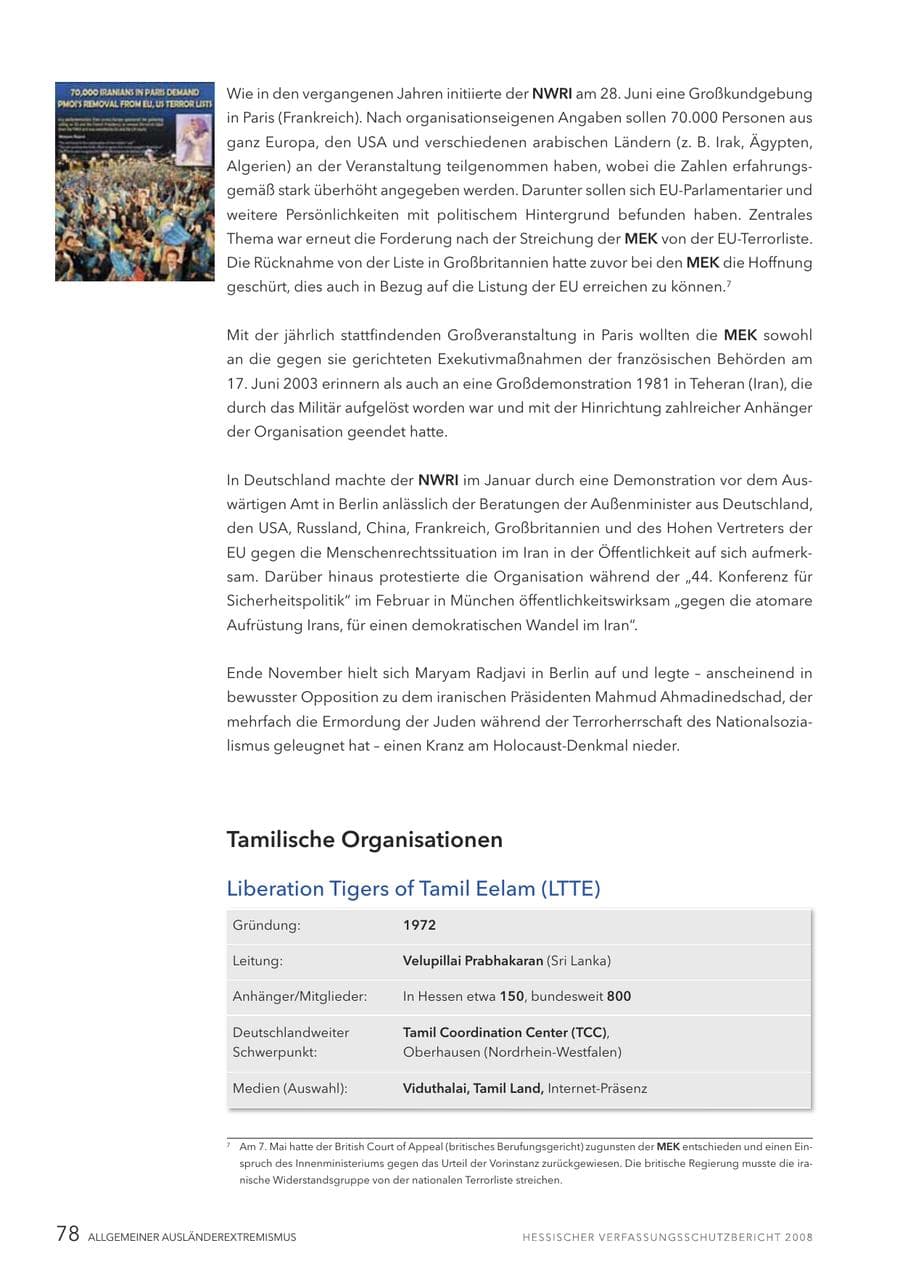 Seite 79 des Verfassungsschutzbericht 2008 Hessen