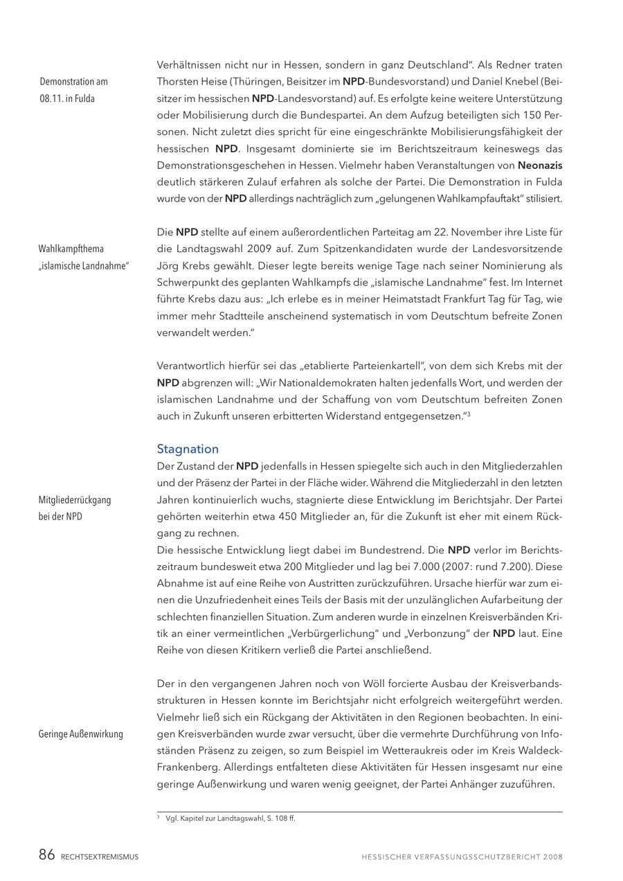 Seite 87 des Verfassungsschutzbericht 2008 Hessen