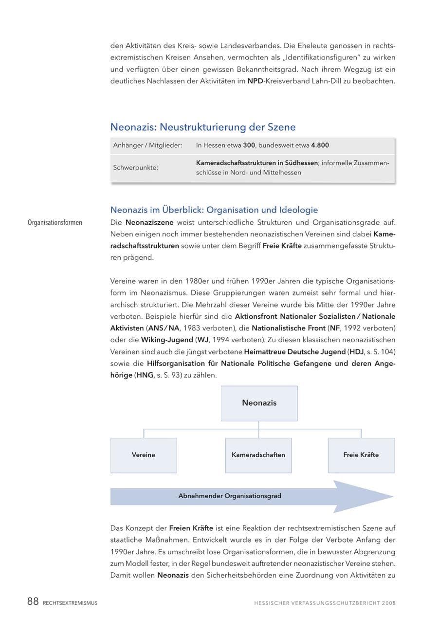 Seite 89 des Verfassungsschutzbericht 2008 Hessen